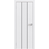 Дверь межкомнатная Эмаль Line-4 (Белый/ Черный молдинг)
